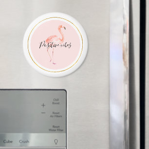 Pink flamingo gold and frame personalised magnet