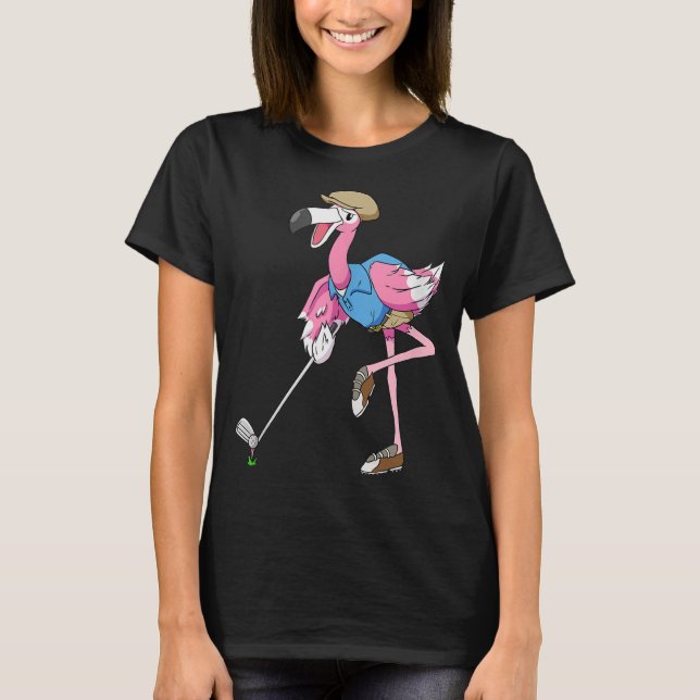 Pink Flamingo Golf Gifts for Women Men Golfer Club T-Shirt (Front)