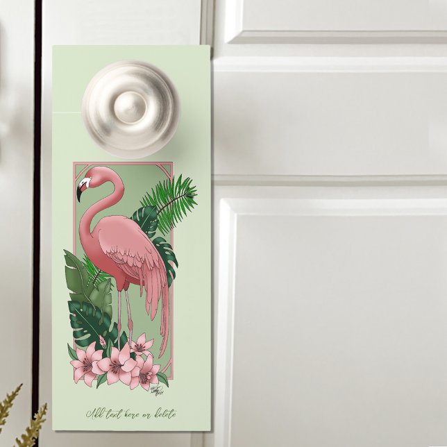 Pink Flamingo Green Leaves Lily Door Hanger (Creator Uploaded)