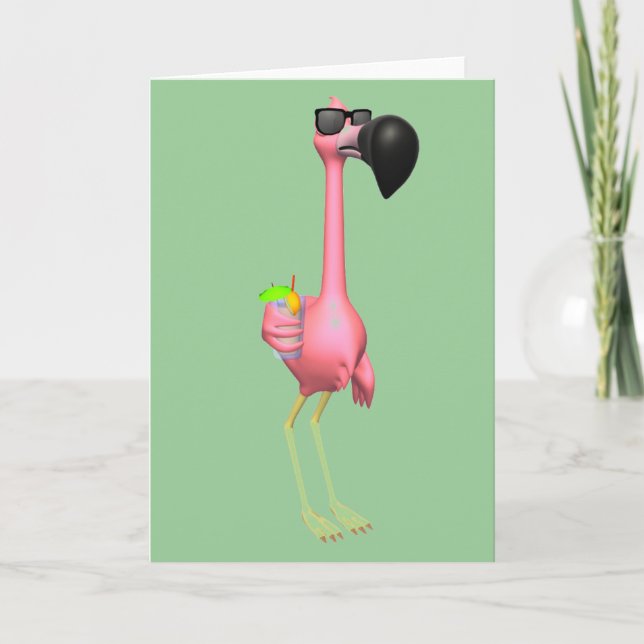 Pink Flamingo Greeting Card (Front)