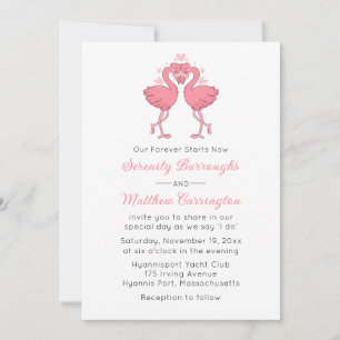 Pink Flamingo Hawaiian Tropical Beach Wedding Invitation