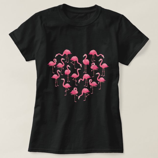 Pink Flamingo Heart Love For Women Girls Kids Cute T-Shirt (Design Front)
