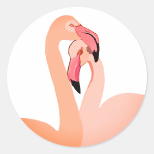 Pink Flamingo Heart Sticker,Valentine Classic Round Sticker