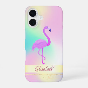 Pink Flamingo Holographic Ombre iPhone 16 Case