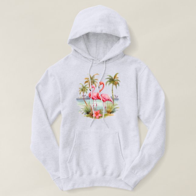 Pink Flamingo Hooded Sweatshirt (Design Front)