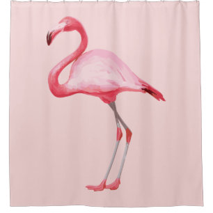 Pink Flamingo Illustration Tropical Bird Cute Shower Curtain
