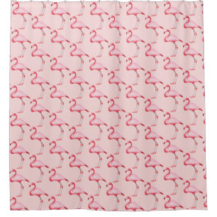 Pink Flamingo Illustration Tropical Pattern Cute Shower Curtain