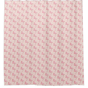 Pink Flamingo Illustration Tropical Pattern Pastel Shower Curtain