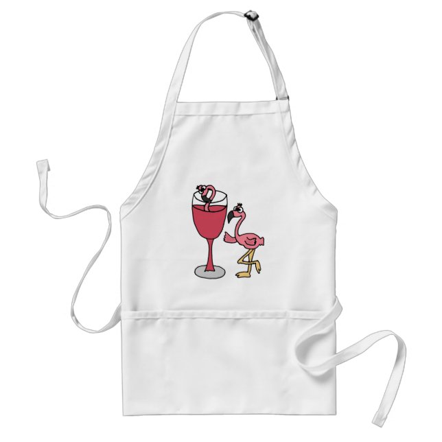 Pink Flamingo in Blush Wine Glass Standard Apron (Front)
