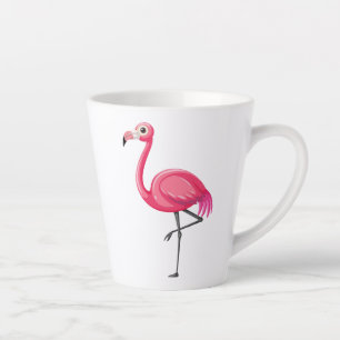 Pink Flamingo in Cartoon Style Latte Mug
