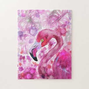 Pink Flamingo in Pink World - Beautiful Pink Land Jigsaw Puzzle