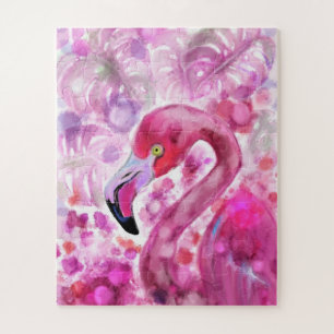 Pink Flamingo in Pink World - Beautiful Pink Land Jigsaw Puzzle