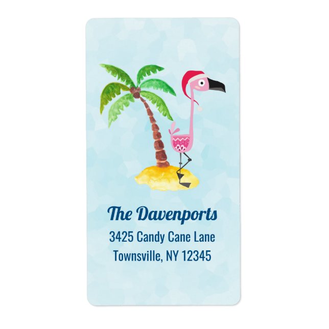 Pink Flamingo in Red Santa Hat Christmas (Front)