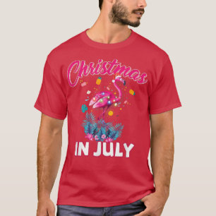 Pink Flamingo in Santa Hat Christmas In July For G T-Shirt