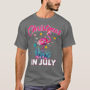 Pink Flamingo in Santa Hat Christmas In July For G T-Shirt