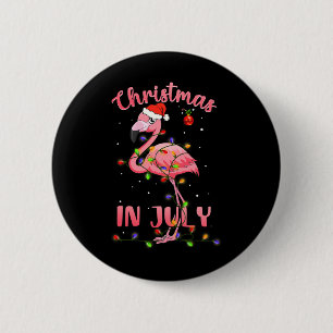 Pink Flamingo In Santa Hat Christmas In July Girl  6 Cm Round Badge