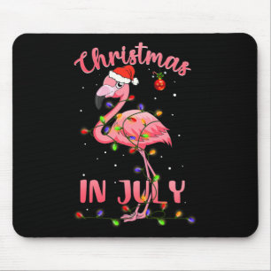 Pink Flamingo In Santa Hat Christmas In July Girl Mouse Mat