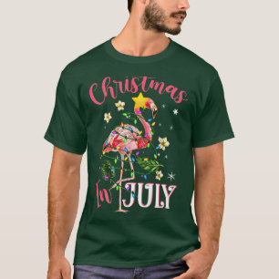 Pink Flamingo in Santa Hat Christmas In July Girl T-Shirt