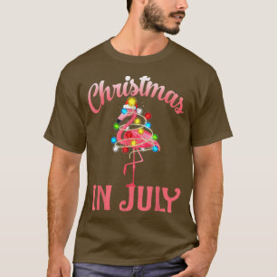 Pink Flamingo In Santa Hat Christmas In July Girl T-Shirt