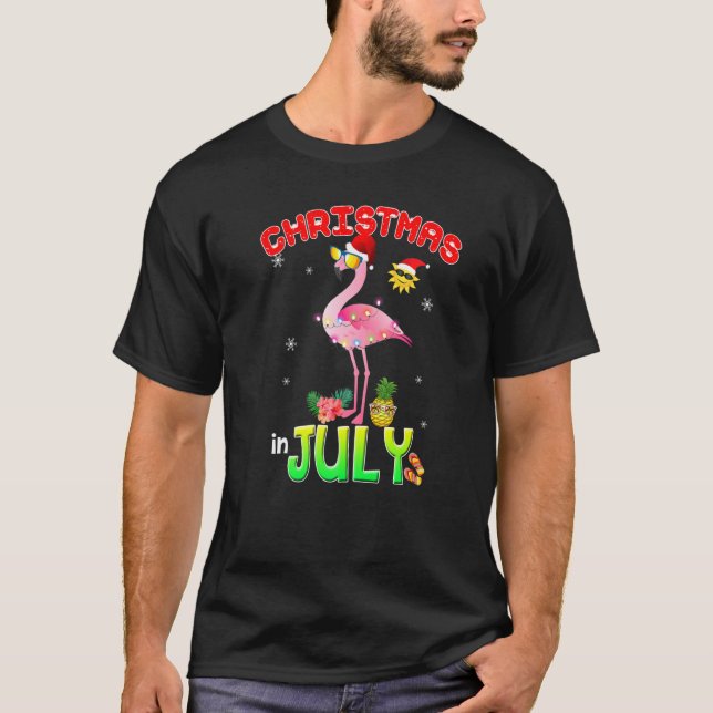 Pink Flamingo In Santa Hat Christmas In July  Girl T-Shirt (Front)