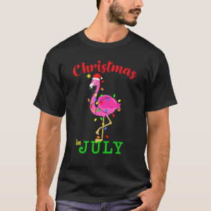 Pink Flamingo In Santa Hat Christmas In July Men W T-Shirt