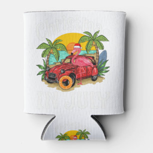 Pink Flamingo in Santa Hat Christmas In July Shirt Can Cooler