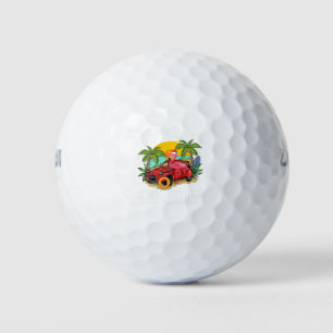 Pink Flamingo in Santa Hat Christmas In July Shirt Golf Balls