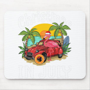 Pink Flamingo in Santa Hat Christmas In July Shirt Mouse Mat