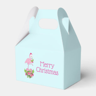 Pink Flamingo in Santa Hat Whimsical Christmas Favour Box