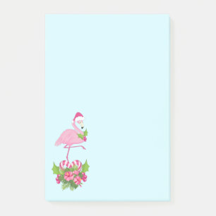 Pink Flamingo in Santa Hat Whimsical Christmas Post-it Notes