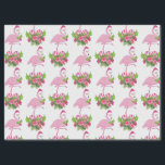 Pink Flamingo in Santa Hat Whimsical Christmas Tissue Paper<br><div class="desc">Patterned tissue paper with a tropical themed Christmas flamingo wearing a pink santa hat. Underneath its feet is a candy cane bouquet with pretty tropical flowers and pink berries. A sprig of holly on its chest.</div>