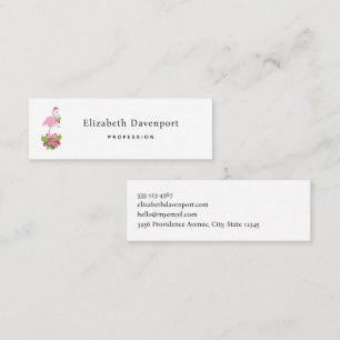 Pink Flamingo in Santa Hat with Candy Cane Bouquet Mini Business Card