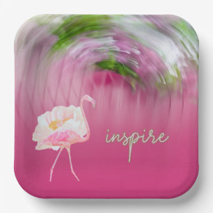 Pink Flamingo Inspirational Saying Inspire Paper Plate