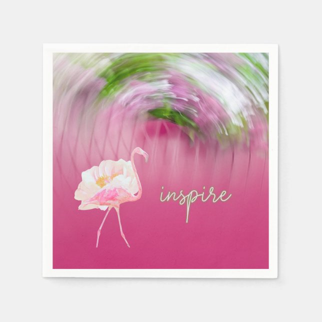 Pink Flamingo Inspirational Saying Inspire Quote Napkin (Front)