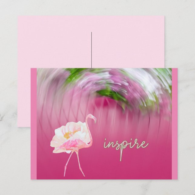 Pink Flamingo Inspirational Saying Inspire Quote  Postcard (Front/Back)