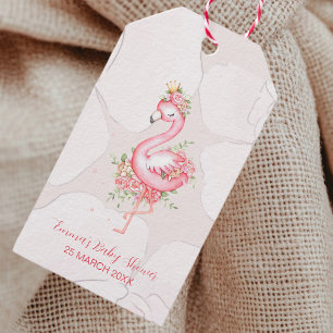 Pink Flamingo It's a Girl Baby Shower Gift Tags