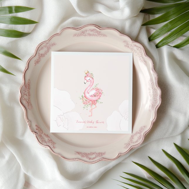 Pink Flamingo It's a Girl Baby Shower  Napkin (Creator Uploaded)