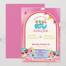 Pink Flamingo Joint Pool Party Girls birthday