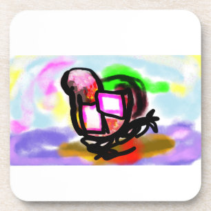 Pink flamingo joy love  coaster