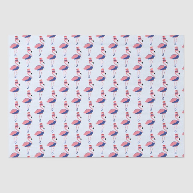 Pink Flamingo July 4th Holiday Tissue Paper (Front)