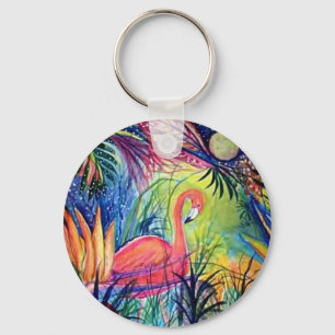 Pink Flamingo Key Ring