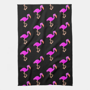 Pink Flamingo Kitchen Towel - Choose Colour
