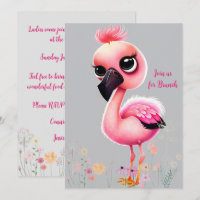 Pink Flamingo Ladies Brunch Invitation