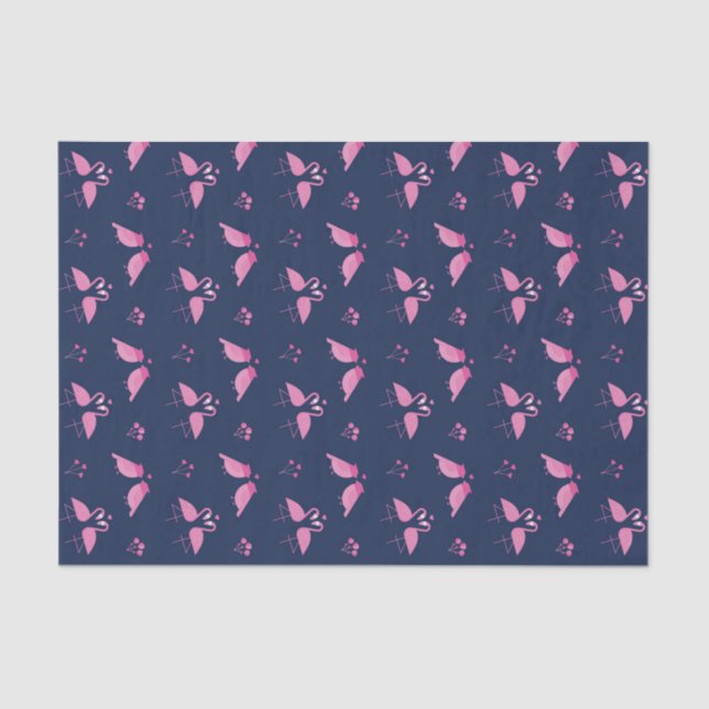 Pink Flamingo Love Birds Pattern Valentine's Day Tissue Paper (Front)