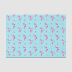 Pink Flamingo Love Birds Pattern Valentine's Day Tissue Paper