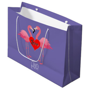 Pink Flamingo Love Design - Gift Bag - Large