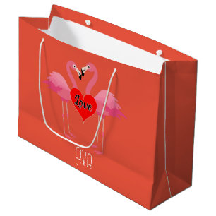 Pink Flamingo Love Design - Gift Bag - Large