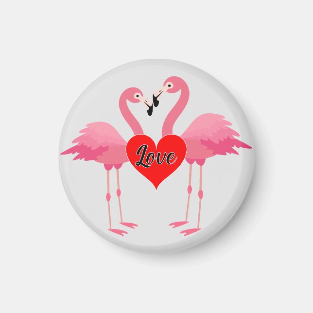Pink Flamingo Love Design - Magnet: Circle Magnet (Front)