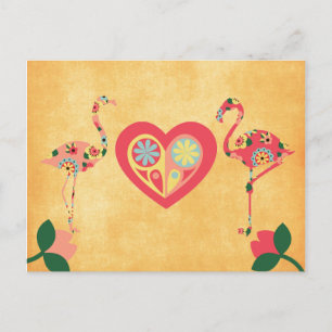 Pink Flamingo Love Postcard