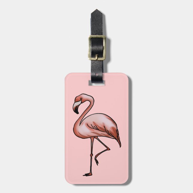 pink flamingo luggage tag (Front Vertical)
